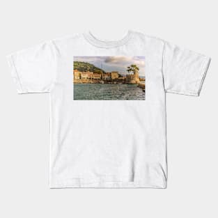 Sailboat at Nafpaktos Fortress Kids T-Shirt